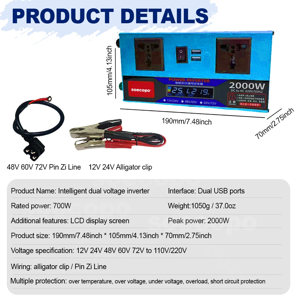 2000W Solar Kit Dual Spannung 2000W Inverter LCD Dual Outlets DC 12V24V zu AC220V 300W Solar Panel 30A Controller Hause Camping RV