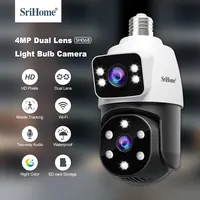 Srihome SH068 E27 Bulb WiFi Camera Dual Lens Dual Screen Auto Tracking Two Way Audio Color Night Vision Outdoor Security Camera