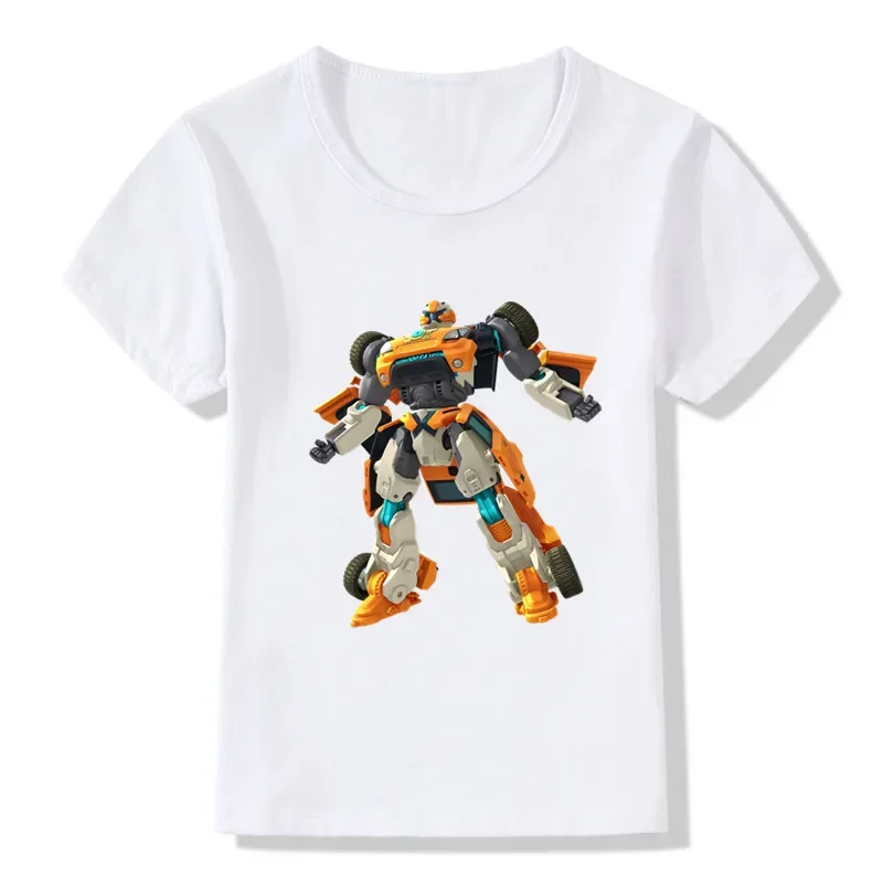 Tobot Evolution Transformer Robot Car Print Boys T-shirts Summer Fashion Kids Tshirt Streetwear Baby Girls Clothes Children Tops