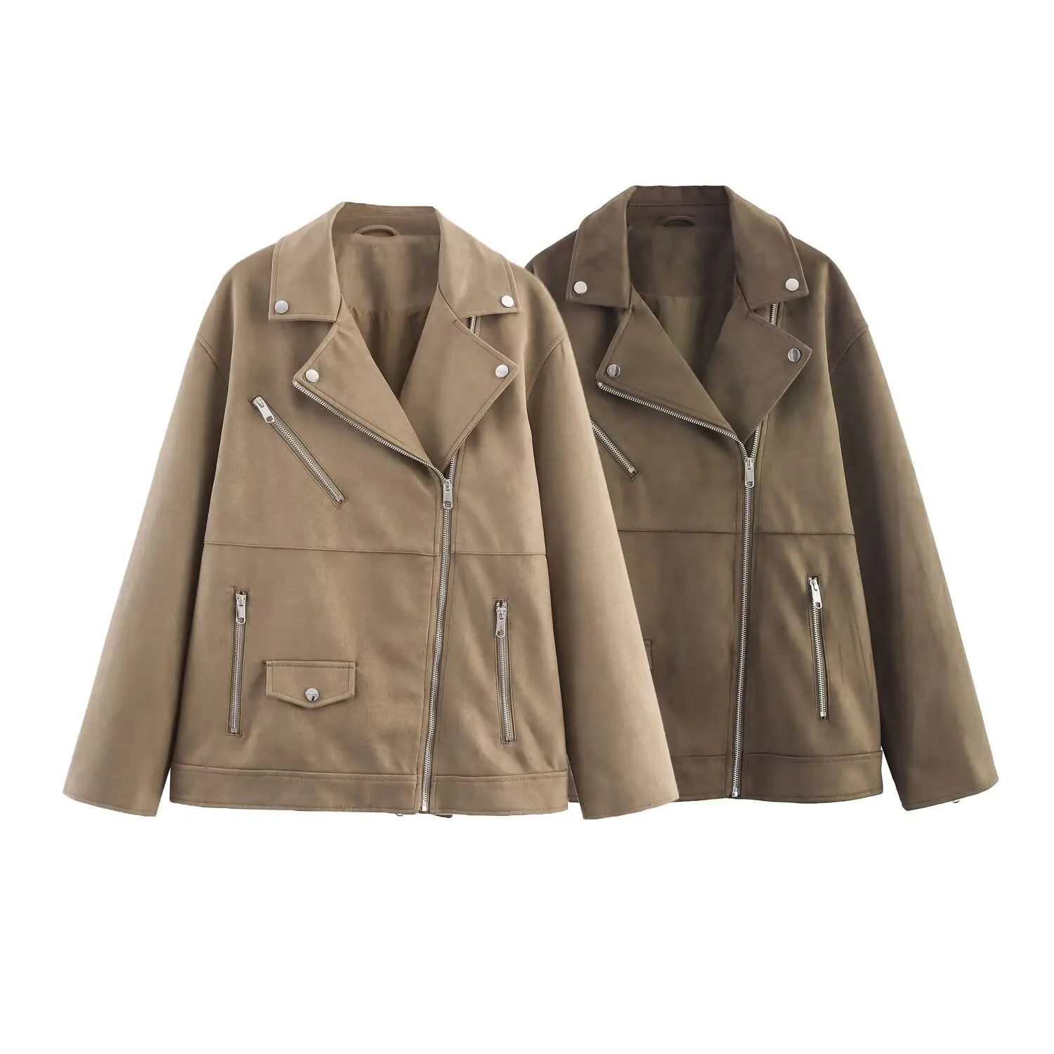 

Women Commuting Leisure Imitation Deer Skin Jacket Spring Autumn Fashion Female Long Sleeve Zipper Coat Lady Jackets Streetwear