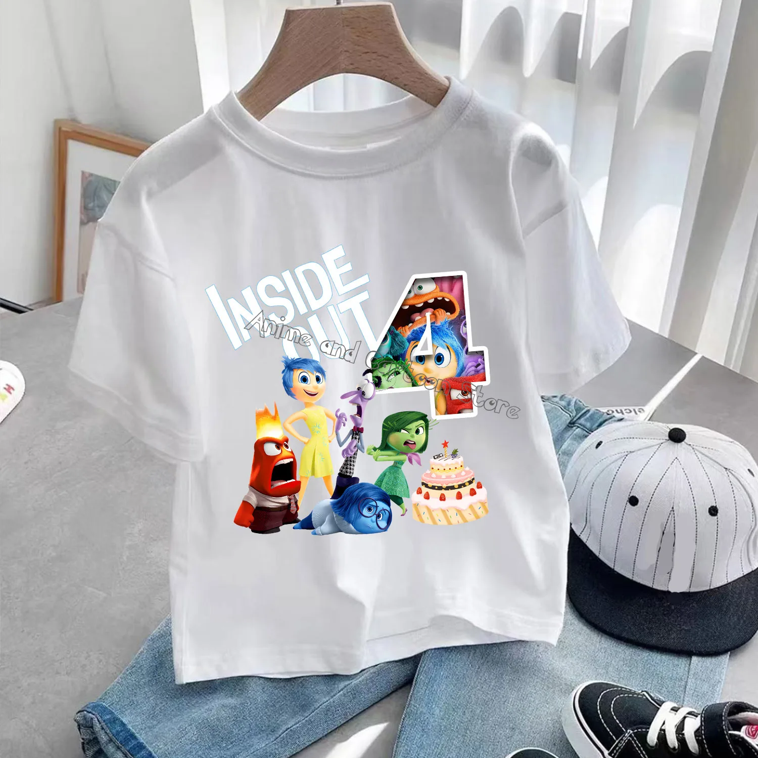 Disney Inside Out 2 T-shirt New Children Birthday Figure Clothing Trendy Base Tops Cartoon Clothes Fashion Sunmer Tee Kids Gift