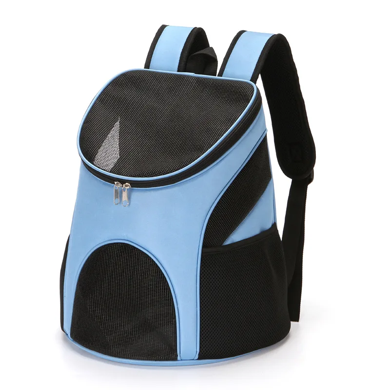 Pet Backpack Portable Foldable Dog and Cat Outdoor Travel Carrier Double Shoulder with Zipper Breathable Mesh Bag