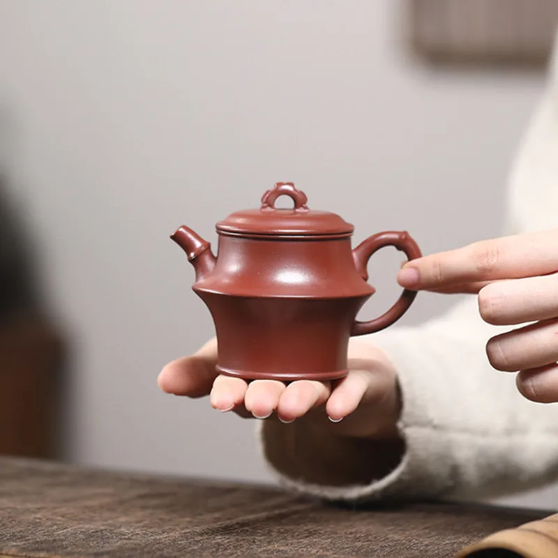 

Chinese Yixing Handmade Purple Clay Teapot Bamboo Joint Shape Tea Pot Beauty Tea Infuser Kettle Household Zisha Tea Set 130ml