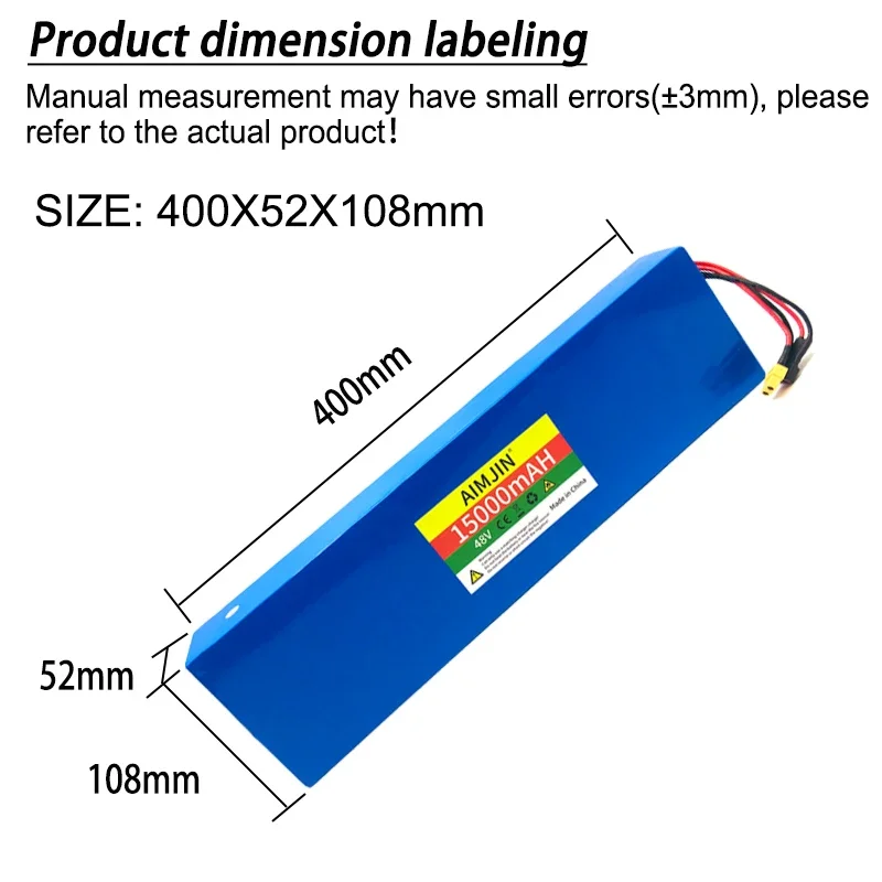 18650 13S4P 48V 15000mAh 15Ah Lithium Battery Pack for Kugoo M4/M4 Pro/Max Speed Li-ion Replacement Batteries with BMS