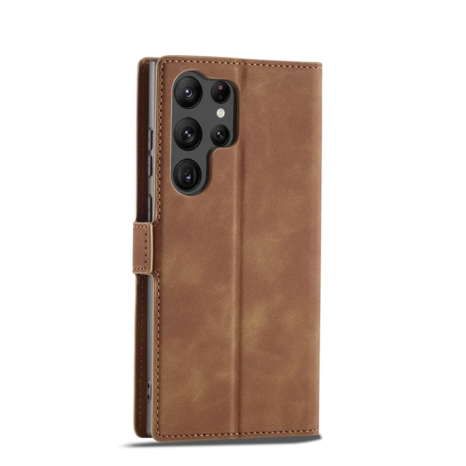 Funda para Samsung Galaxy S25 Ultra S24 Plus S25 FE S22, funda de cuero con tapa de negocios, para Samsung S25 Edge S24 S23 4