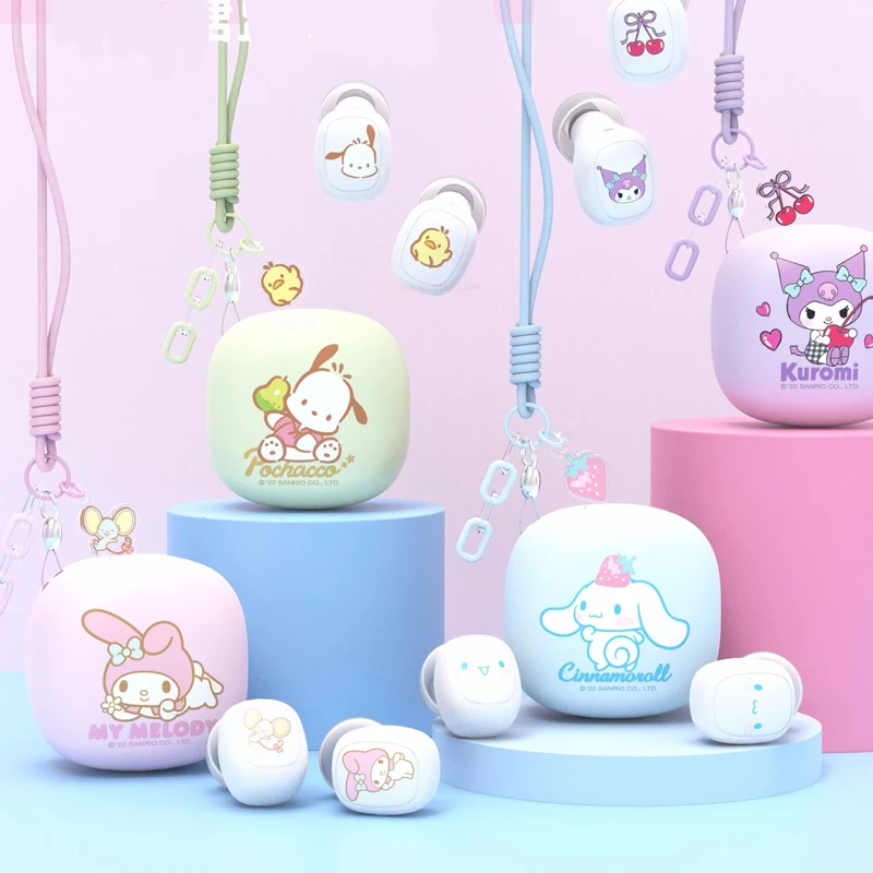 

Sanrio Kuromi Bluetooth Headphones Cute My Melody Wireless Headset Cinnamoroll Sport Noise Reduction Touch Control Game Earphone