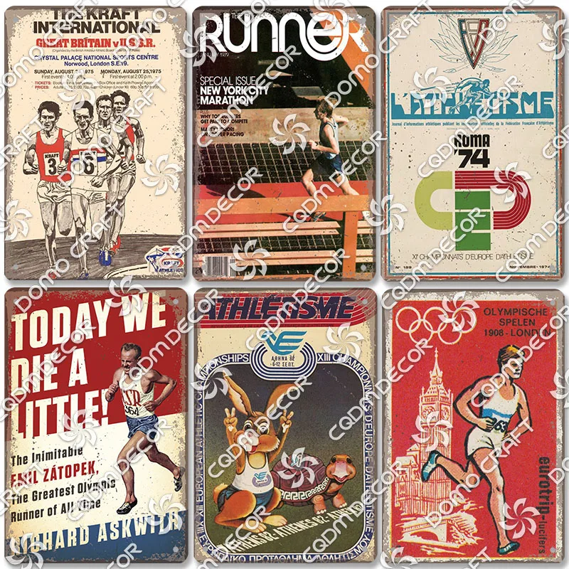 Run Race Poster Metal Plate Runner Run With Your Heart Running Shoes Metal Tin Signs Retro Wall Decor Club Gym living Room Home