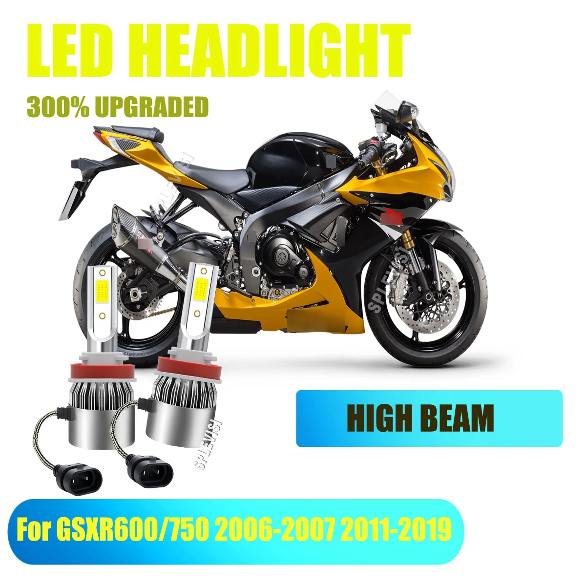 

H11 H8 H9 LED Headlight High Beam Bulbs -+300% Brightness Less Light Decay For Fits For Suzuki GSXR600 2006-2007 2011-2019