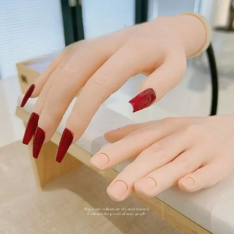 Arte do prego mão falsa flexível plástico dedo prática modelo prótese manicure macio ajustável treinamento exibição pele simulada