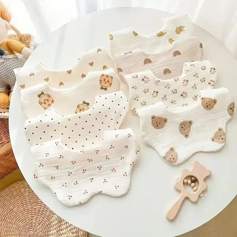 

Pure cotton gauze petal printing baby bib newborn saliva towel summer breathable feeding pocket anti-spitting milk saliva towel