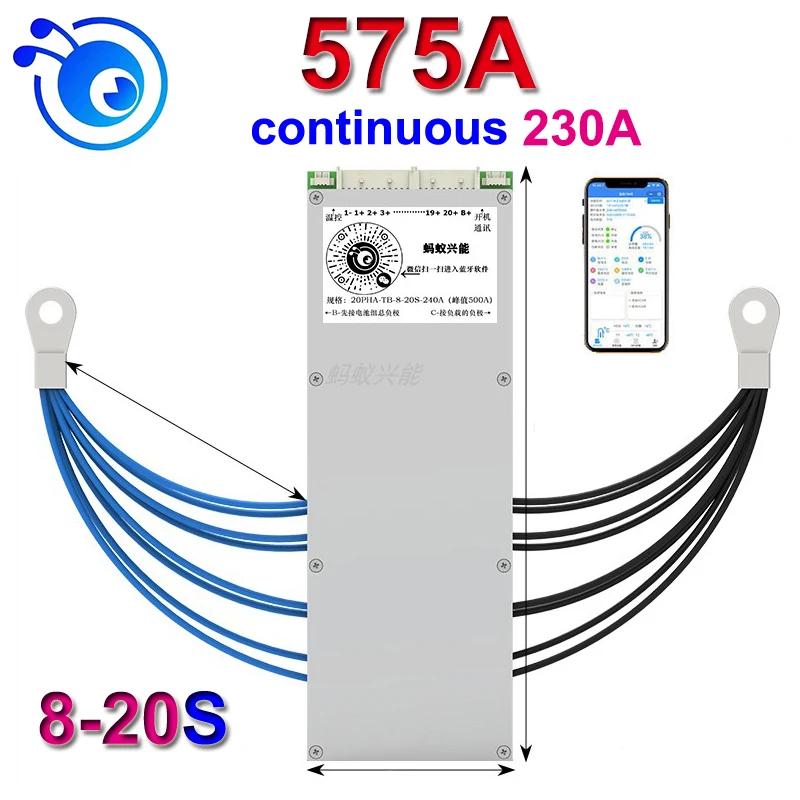 Ant BMS 8-20S Bluetooth Smart BMS with Balance Li-Ion LiFePo4 LTO Ebike Protection Board 18650 Battery 8S 16S 20S 500A 400A