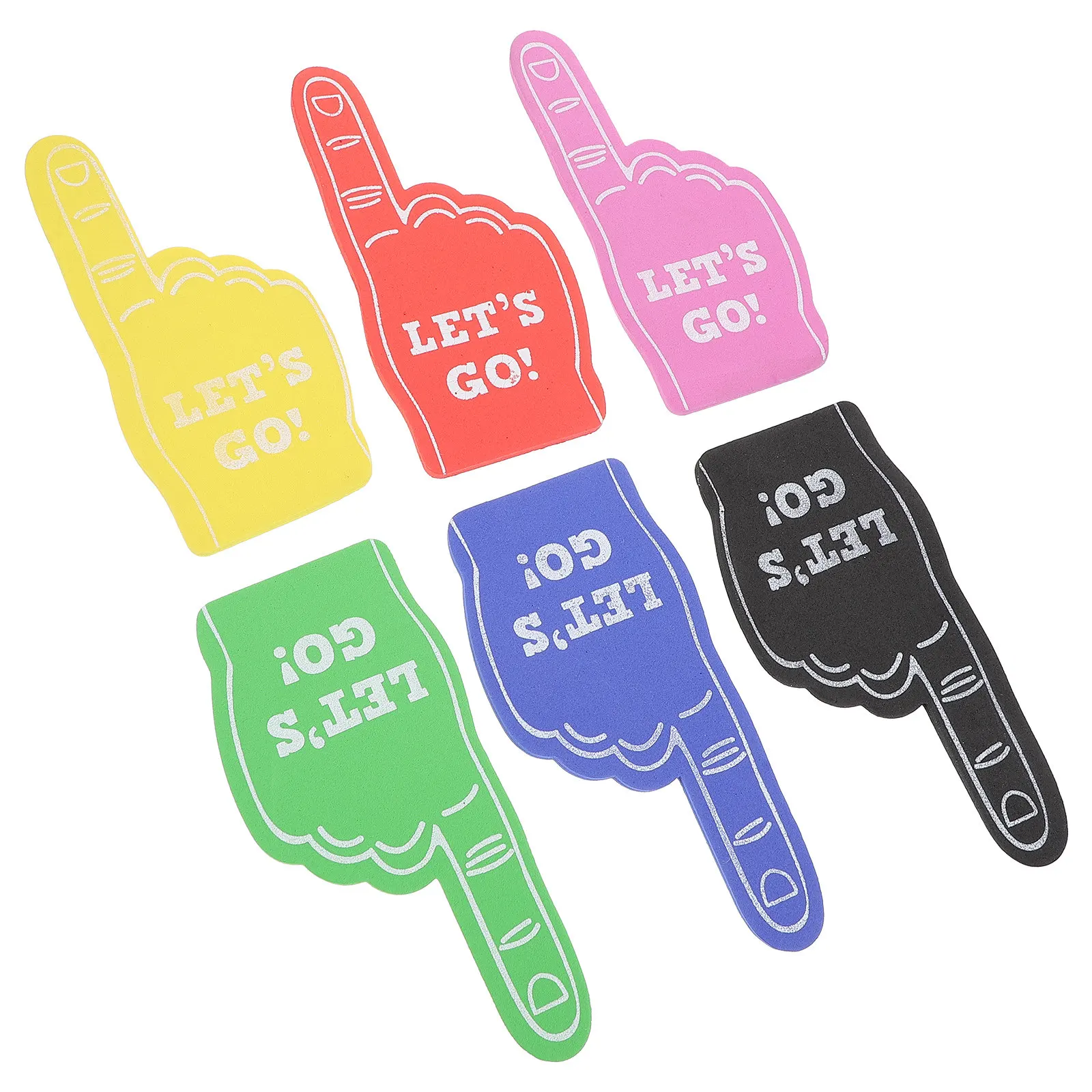 6Pcs Eva Foam Hand Cheerleading Finger Props Kids Adults Parties Shows Concerts School Events Team Support Fun Bright Colors