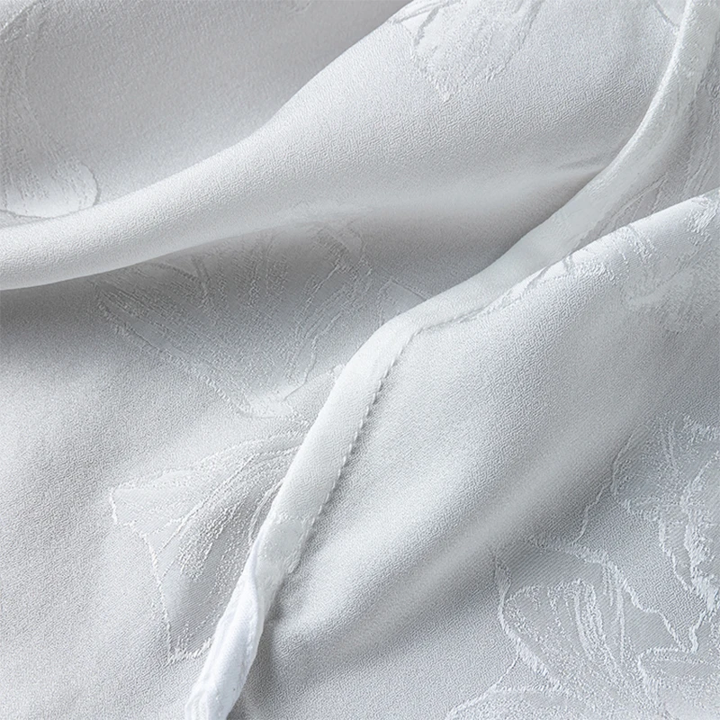 Damska jedwabna koszula 100% jedwab morwowy 20 momme biała żakardowa jedwabna bluzka z chińskimi guzikami, długi rękaw, do pracy biurowej M1453