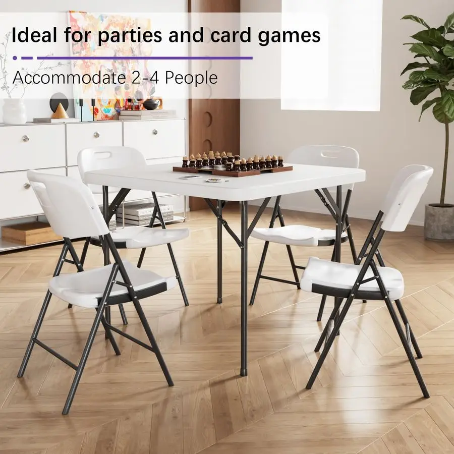 

Складной квадратный стол с сетчатым карманом, прочными складными ножками с фиксацией и удобным хранением, портативный для использования в помещении и на улице.