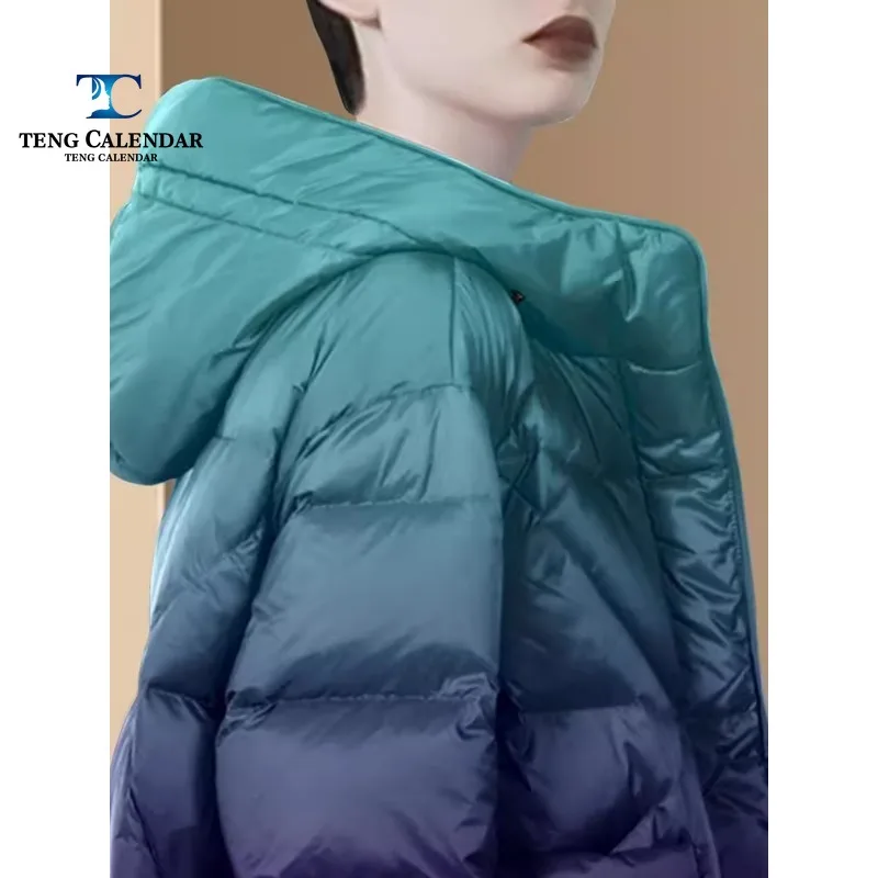 Winter cotton jacket, high-end luxury European goods, thick and thin hooded gradient cotton jacket, 2024 new model