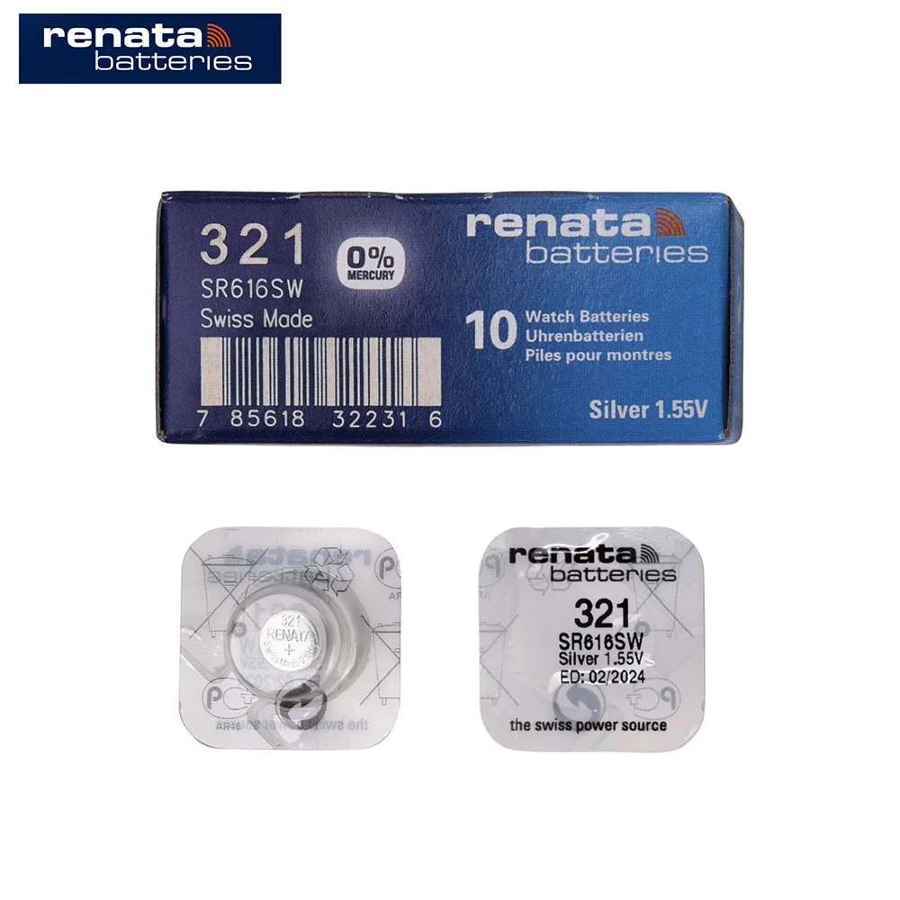 10Xrenata Silver Oxide Watch Battery 321 SR616SW 616 1.55V  100% original brand renata 321 renata 616 battery