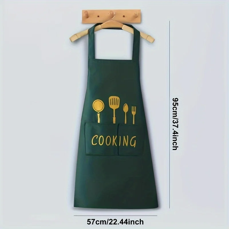 Waterproof Oil-Proof Cooking Apron Durable with Pockets Utensils Adjustable Custom Fit Ideal Coffee Bar Restaurants Home Kitchen