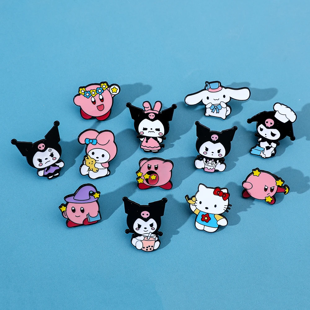 Hello Kitty Hard Enamel Pins Kuromi Cinnamoroll Cartoon Sanrio Brooches Anime Badges for Backpack Jewelry