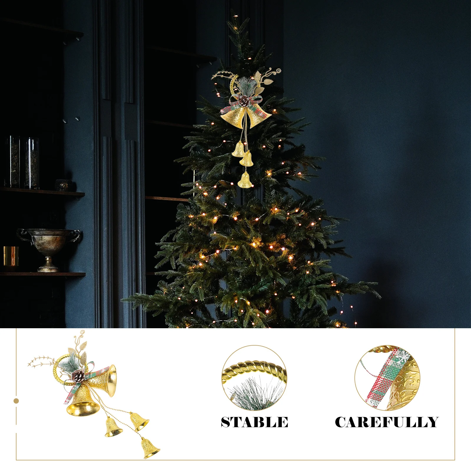 

2Pcs Christmas Bell Hanging Ornaments Design Xmas Tree Decoration Window Pendant Holiday Decor Xmas Decoration