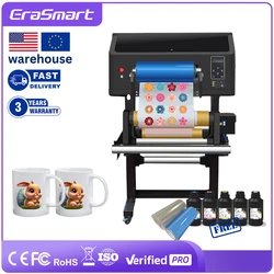 EraSmart Inkjet 35Cm A3 Roll Gold Silver Ab Film Uv Printing Machine Dtf Bottle Cup Wrap Sticker Printer With Laminator