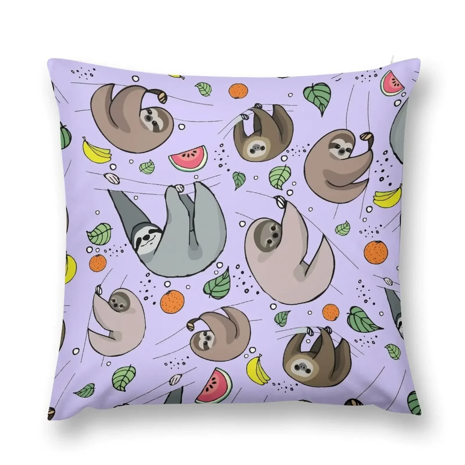 Sloths in Purple Throw Pillow ornamental pillows for living room Bed pillowcases Decorative Cushions pillow