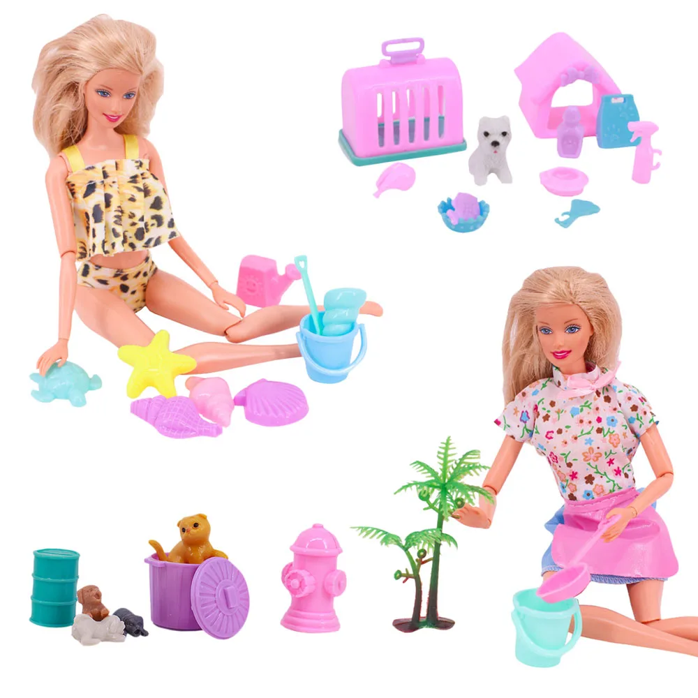 Mini Plastic Material Doll Accessories Coconut Bucket Shovel Pet Conch Kid Scene Simulation Prop For 30CM Doll&1/6 BJD Doll,Toys