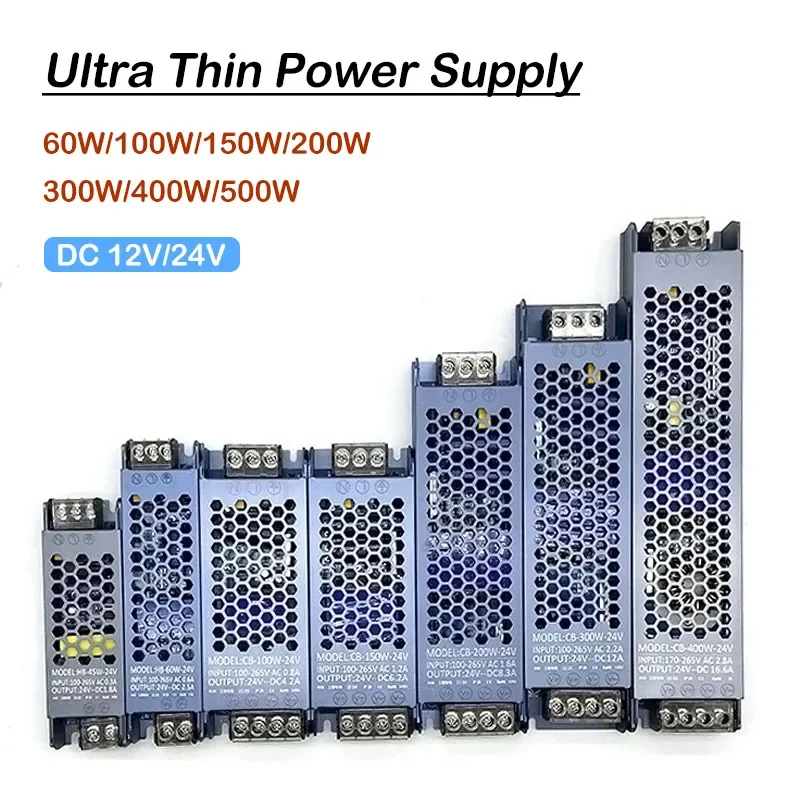 

LED Power Supply AC190-240V DC12V 24V Mute Lighting Transformer LED Converter Light Driver Power Adapter 60W 100W 200W 300W 400W