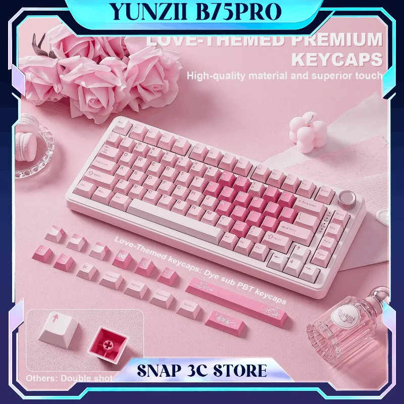 

YUNZII B75 PRO Mechanical Gaming Keyboard Bluetooth 75 Knob RGB Keyboard Gasket Hot-Swap Custom Creamy Keeb