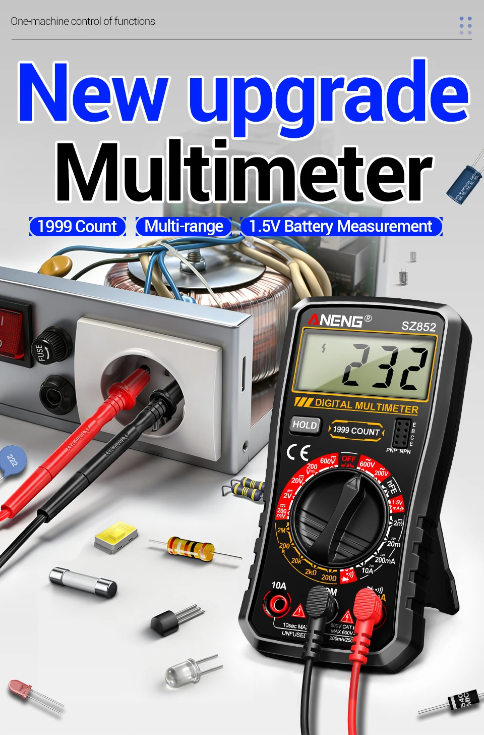 ANENG SZ852 Digitalmultimeter 1999 Zähler AC/DC Spannung/Strom Widerstand Batterie Multiparameter-Messgerät Elektrowerkzeug – Detail 1