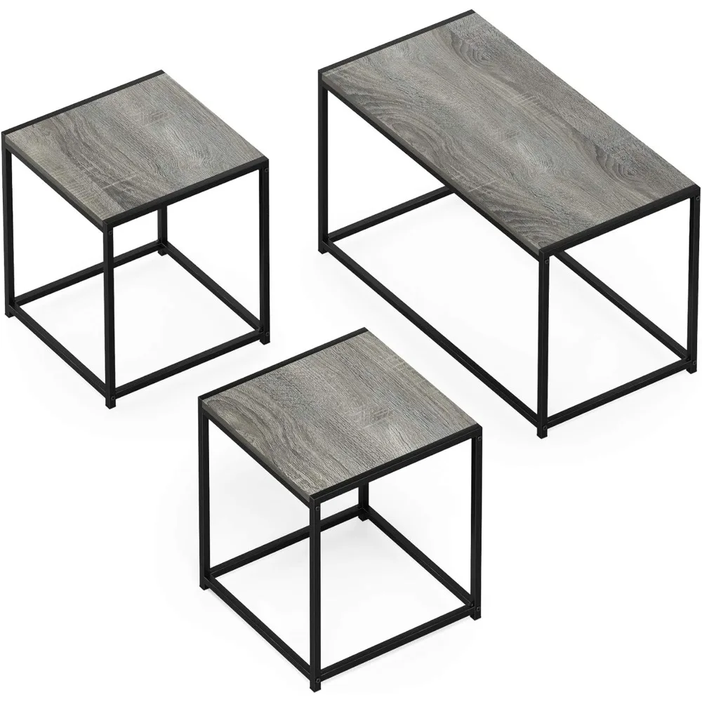 Camus Modern Living Room Coffee Table with 2 End Tables Set