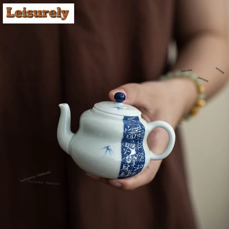 HOYIHM 120ml Hand Drawn Poetry And Prose Gourd Teapot Handmade Tea Infuser Pot Tea Making Kettle With Ball Hole Tea Items Craft