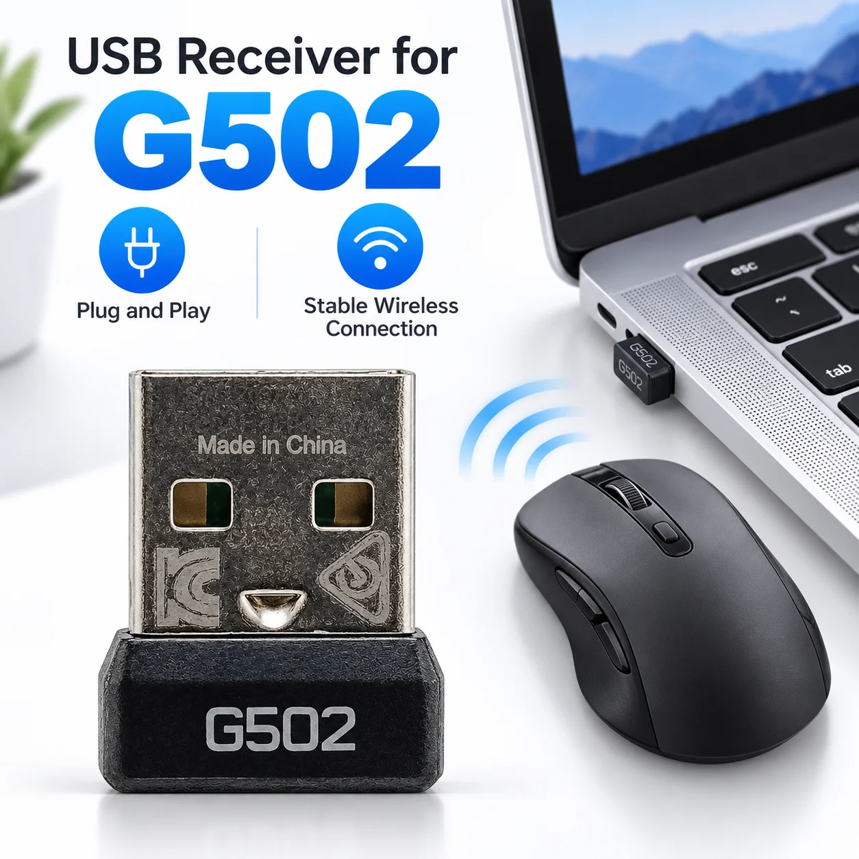 USB Receiver for Logitech G502 Wireless Mouse Micro USB to Type-C Adapter Replacement Receiver Dongle Mouse Repair Accessories