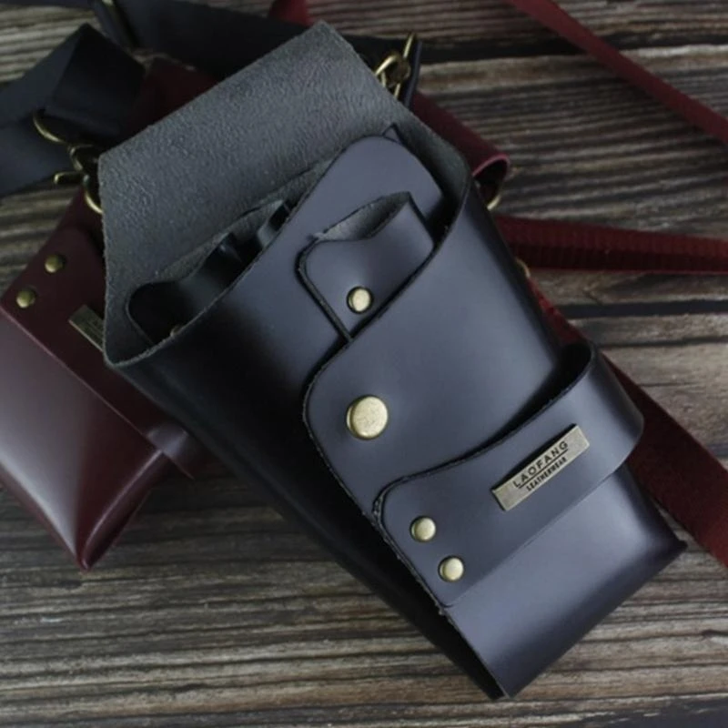 X7XC Versatile Barber Waist Bag PU Scissors Bag Organize Your Haircutting Essential