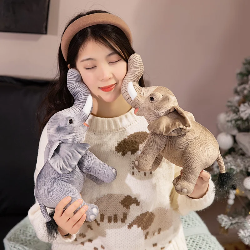 33/43CM Simulation Elephant Plush Doll Lifelike Stand Elephant Toy Cute Home Decoration Gifts