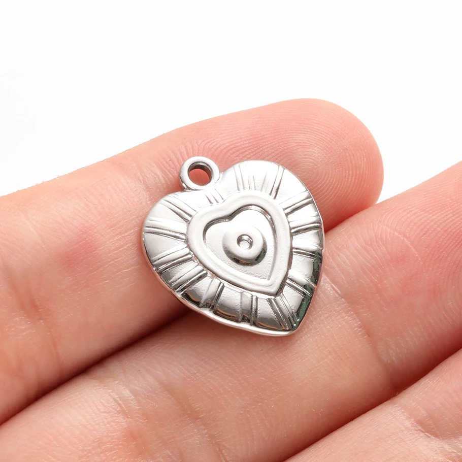 5 Stück Edelstahl-Anhänger mit Fatima-Hand, Herz/Mond/Rundem Bösen Auge für Schmuckherstellung, dunkelblauer Strass-Charm, Großpackung – Detail 13