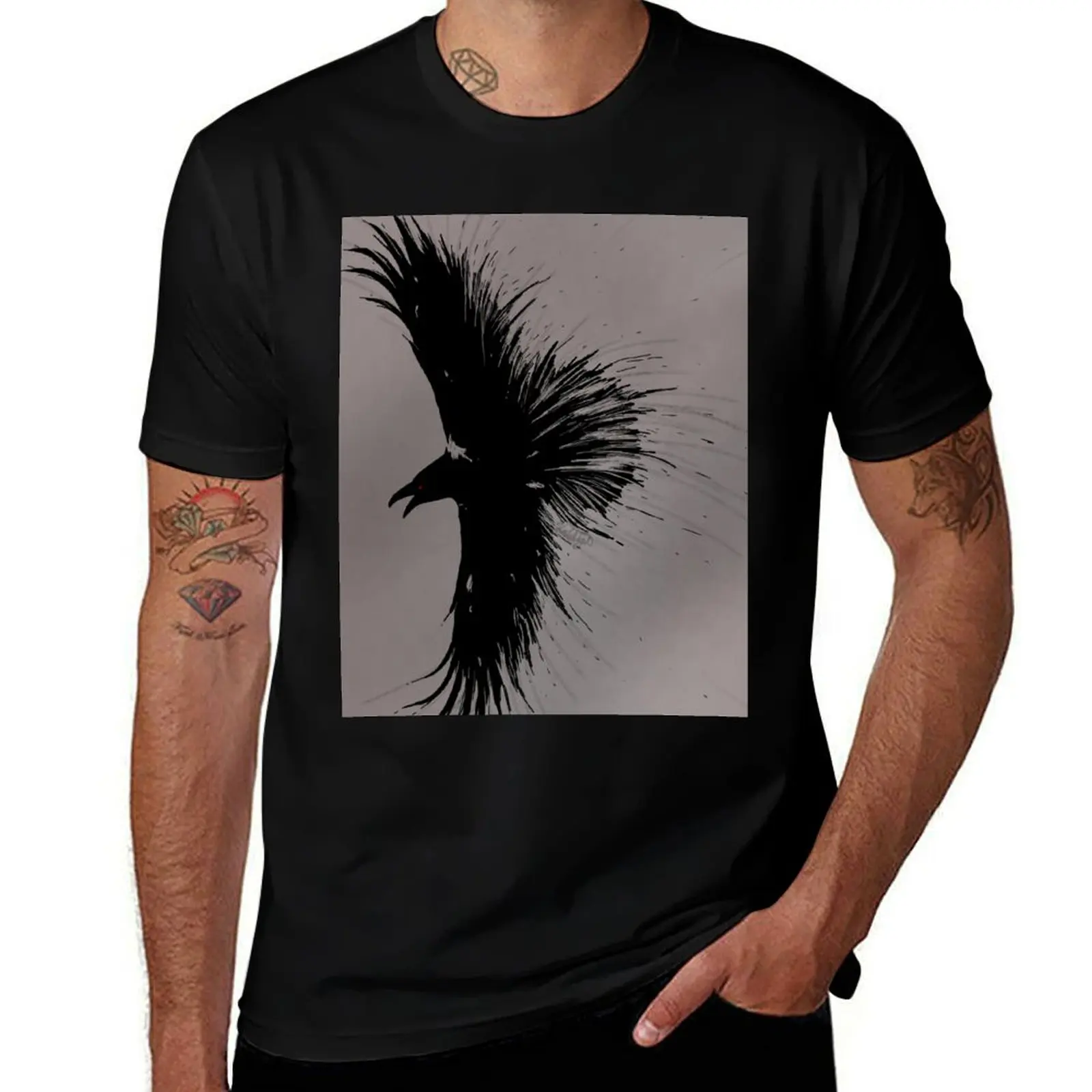 

Футболка Inked Raven, персонализированная футболка, черные рубашки, мужские рубашки для тренировок