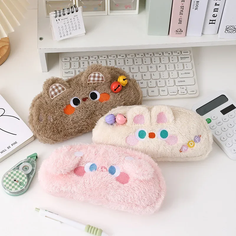 Cute High appearance level Large capacity plush Pencil case Lovely girl Cartoon pen case School supplies Birthday present