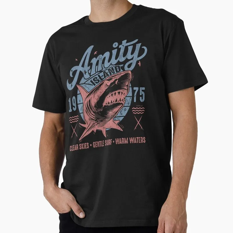 Jaws Horror Movie Halloween Gift T Shirt 0907 Vintage Amity Island Great White Shark Graphic Tops Short Sleeve Unisex Streetwear