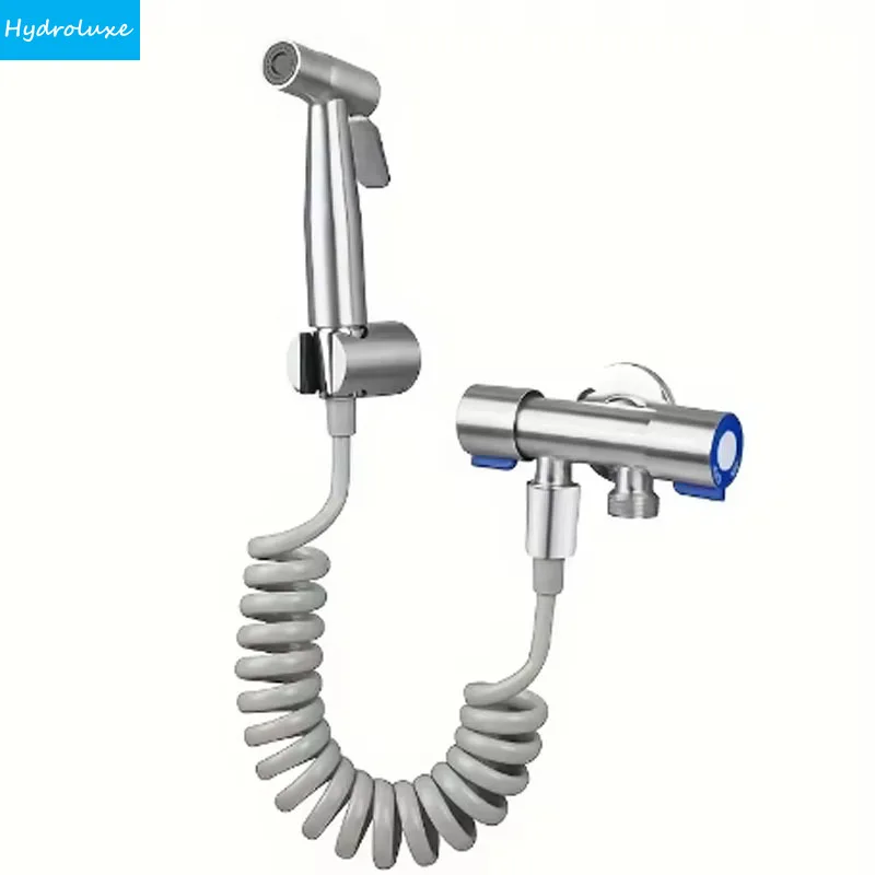 

Bathroom Bidet High Pressure Handheld Shower Kit Stainless Steel Bath Cleaning Spray Shattaf with 4.8-inch Hose and Wall Bracket