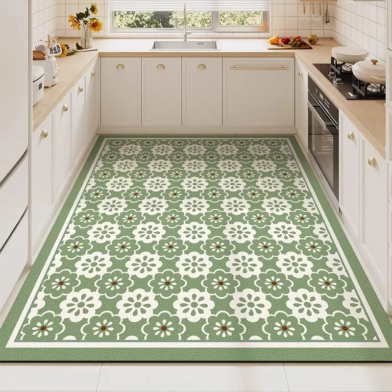 

Ковер для кухни, напольный коврик из ПВХ, большой размер, водонепроницаемые нескользящие ковры, кожаные коврики для ног против усталости, ретро коврик для украшения дома