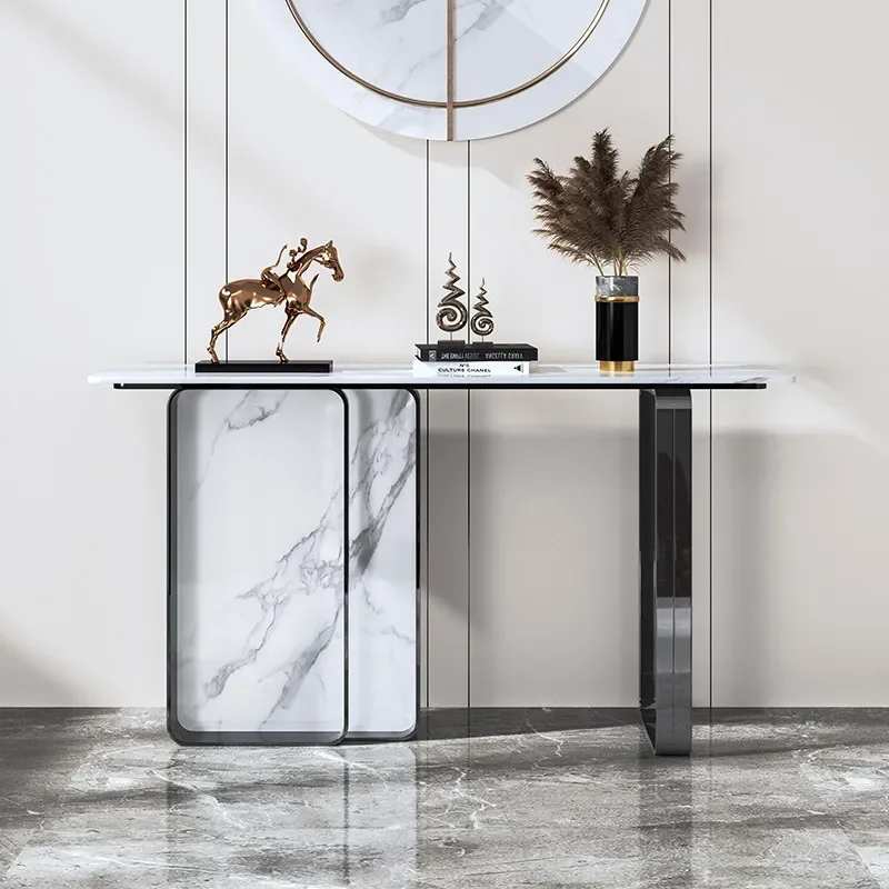 Entrance table against the wall End view table Decorative rock slab Entrance cabinet