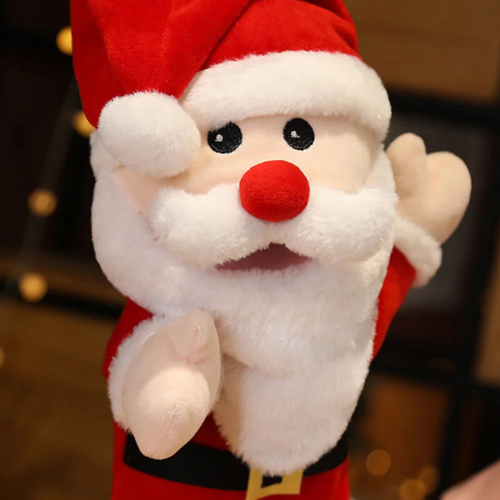 Santa Hand Puppet Stuffed Animal Animated Claus Elmo Baby Toys Toddler Finger Plaything Educational Lovely Christmas Child