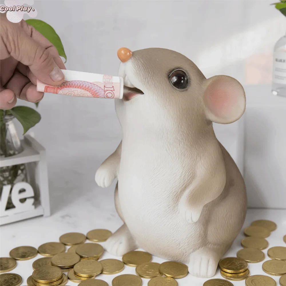 Skarbonka myszka, skarbonka dla dzieci, prezent, pudełko do oszczędzania, gumowa figurka zwierzęcia, skarbonka na monety, dekoracja na biurko