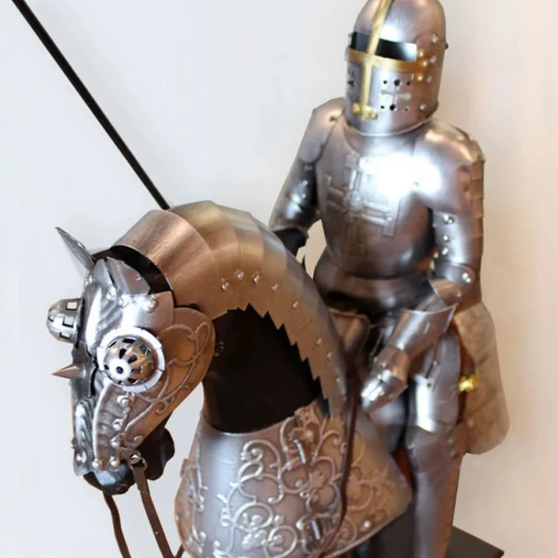 European Warhorse Knight Figurines Retro Crafts Figurine Creative Office Desktop Decor Figurines Interior Home Decoration
