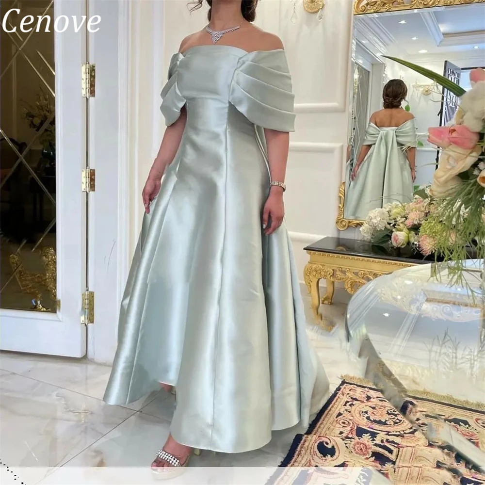 

Cenove A-Line Fold Long Evening Gown Formal Princess Boat Neck Elegant Prom Green New Party Dresses for Women 2023