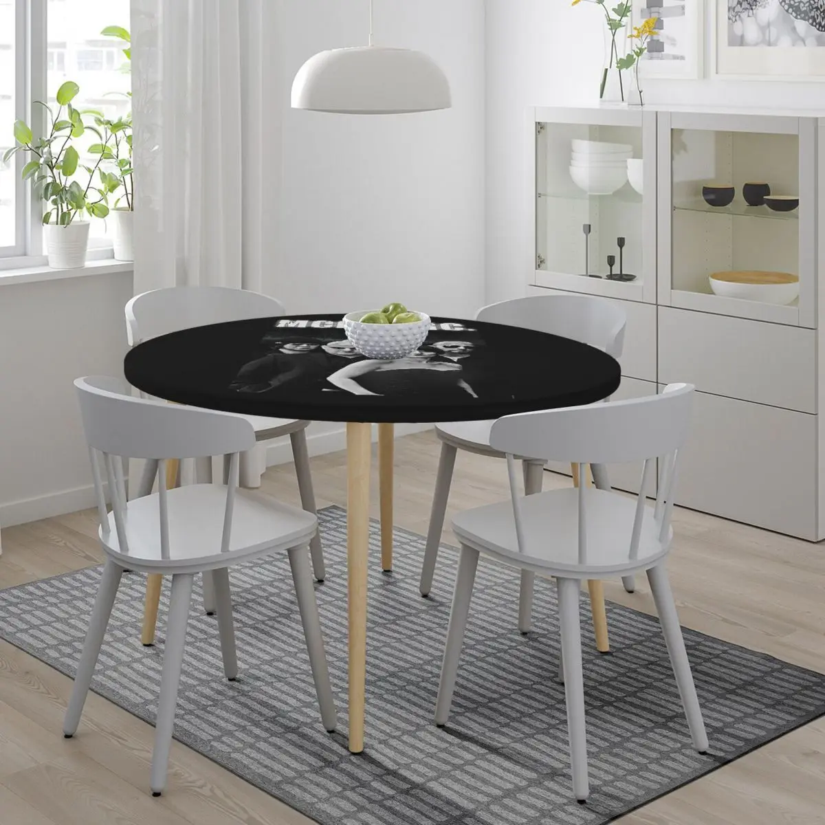 MONO INC Goth Rock Music Waterproof Round Tablecloth Oilproof Table Cloth for Kitchen Events Dining Table Cover