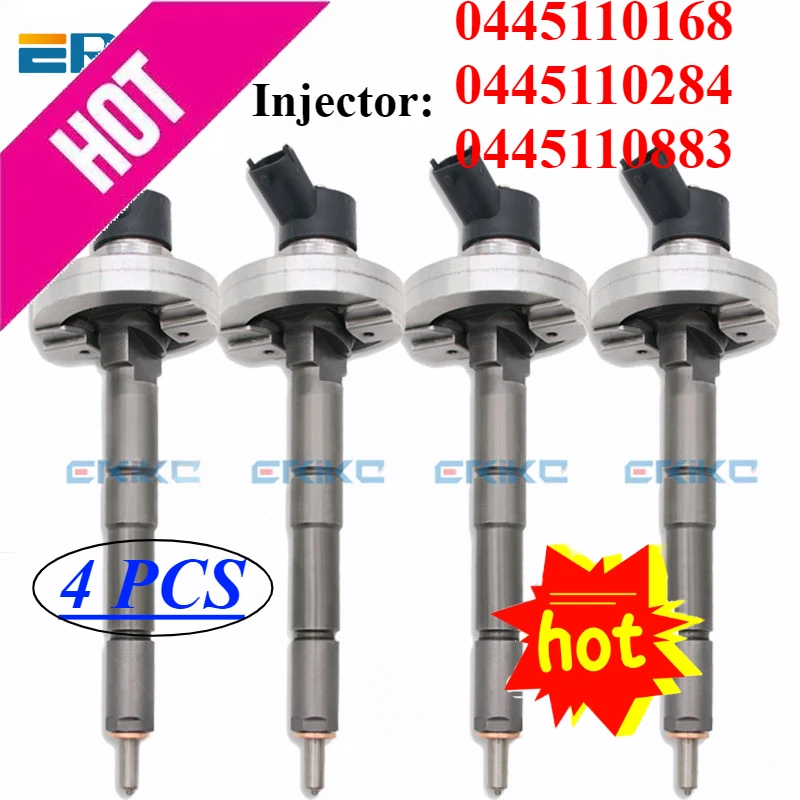 4PC 0445110168 Fuel Injector 0445110883 Engine Nozzle 0445110284 for Bosch RENAULT Nissan 16600MA70A 16600DB002