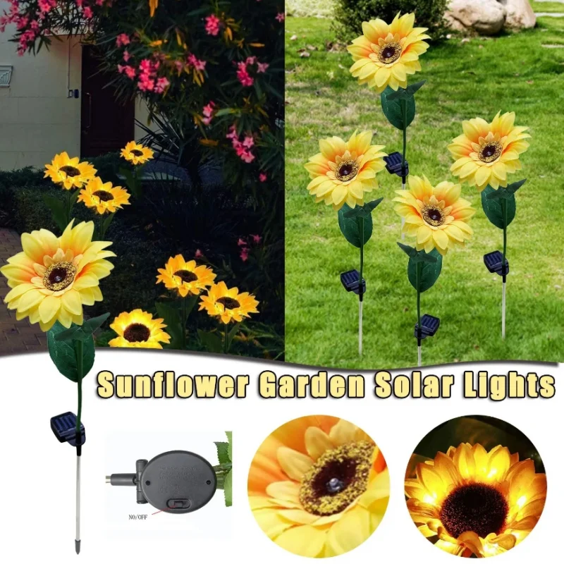 Sunflower Solar Lamp Ground Outdoor Waterproof Yard Power LED Artificial Flower Light for Courtyard Landscape Garden Decoration