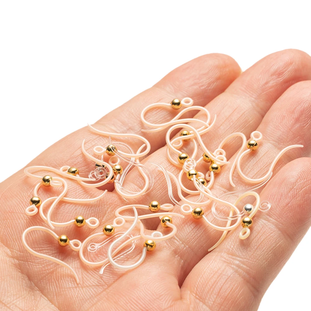 20pcs Clear Safety Non-Allergenic Plastic Earring Wire Hook Earwire For DIY Sensitive Ears Dangle Jewelry Making Findings Supply