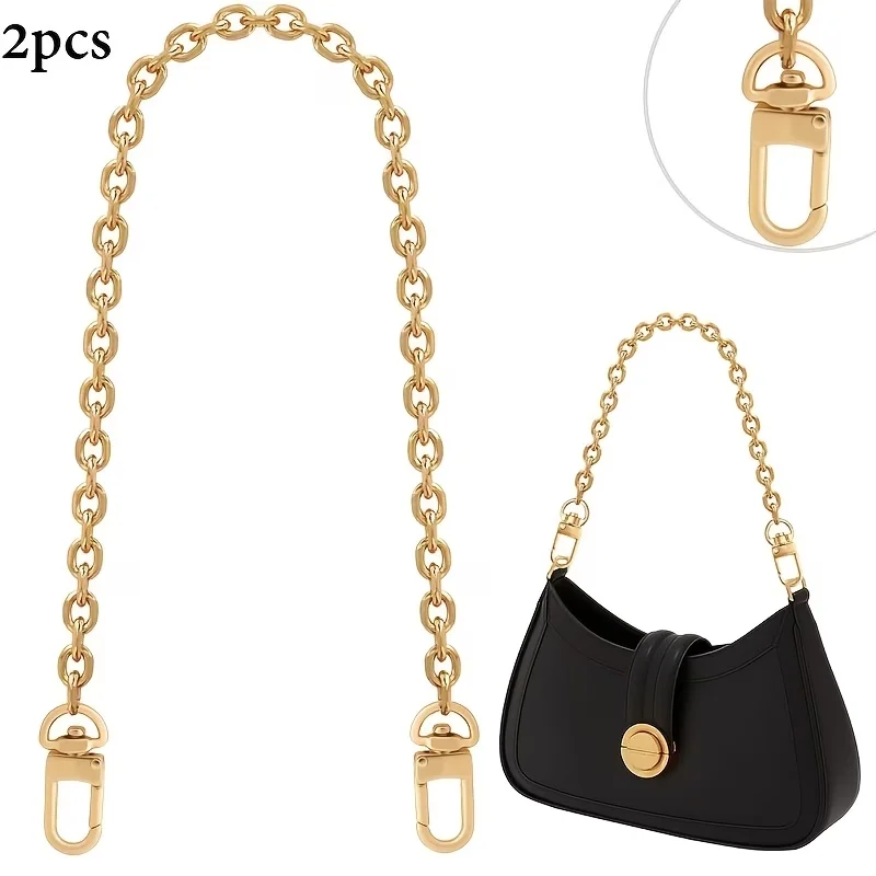 2pcs Crossbody Bag Underarm Bag Flat Chain Women's Bag Replacement Chain DIY Wallet Chain Essential Accessory for Women's Bags
